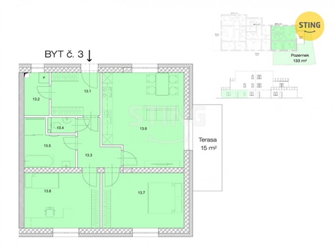 Pronájem bytu 3kk, 78 m² - 4