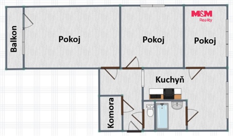 Pronájem bytu 3+1, 65 m² 6