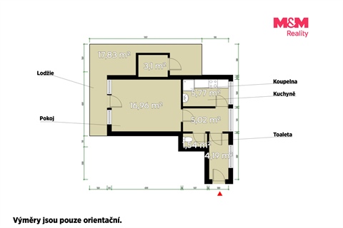 Pronájem bytu 1+1, 34 m² 2