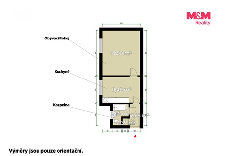 Pronájem bytu 1+1, 37 m² 2