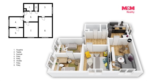 Prodej bytu 4+1, 73 m² - 0