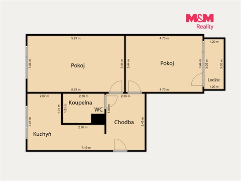 Prodej bytu 2+1, 60 m² - 0