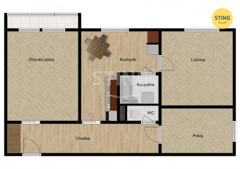 Prodej bytu 3+1, 61 m² 2