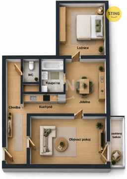 Prodej bytu 2+1, 55 m² 2