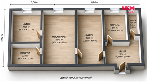 Prodej bytu 2+1, 69 m² 16