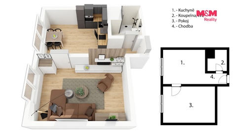 Pronájem bytu 1+1, 36 m² - 8