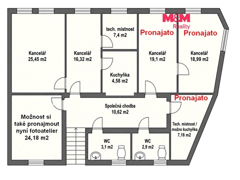 Pronájem kanceláře, 54 m² 0