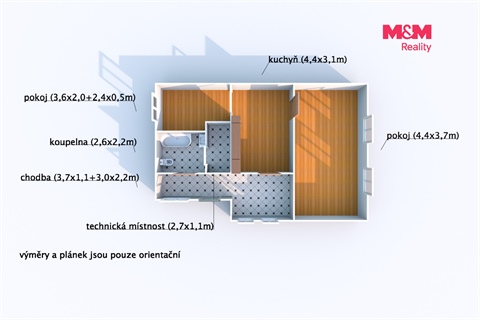 Pronájem bytu 2+1, 58 m² 2