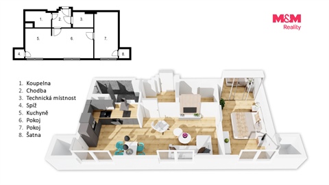 Prodej bytu 2kk, 50 m² - 0