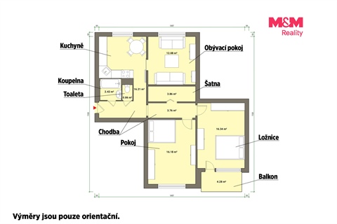 Prodej bytu 3+1, 74 m² - 2