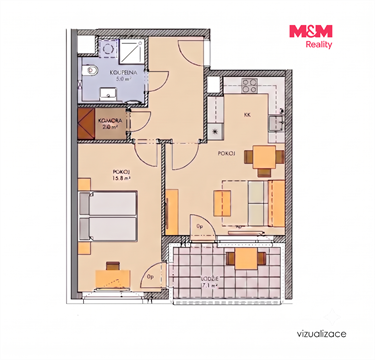 Prodej bytu 2+1, 53 m² - 0