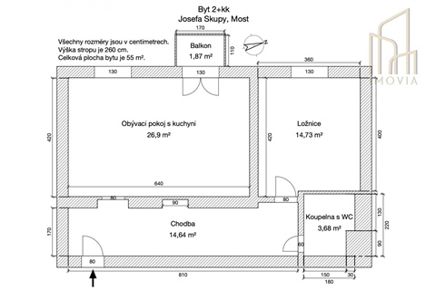 Prodej bytu 2+1, 55 m² 2