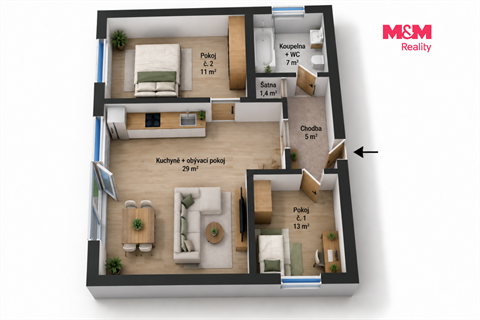 Prodej bytu 3kk, 68 m² 12