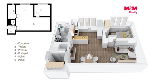 Prodej bytu 2kk, 54 m² - 2