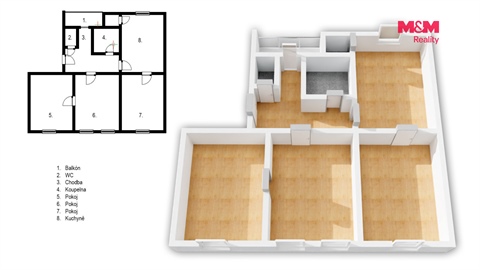 Pronájem bytu 4kk, 98 m² - 0
