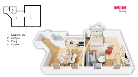 Pronájem bytu 2kk, 65 m² 2