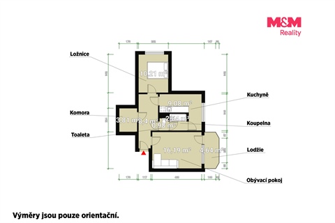 Pronájem bytu 2+1, 55 m² - 0