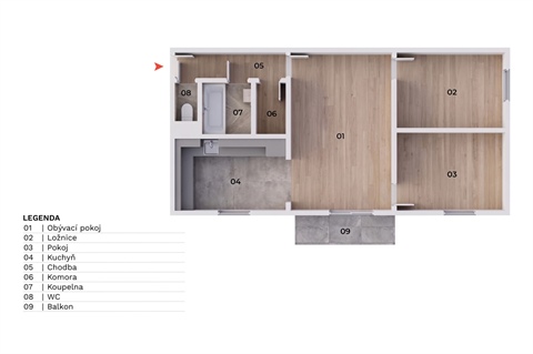 Prodej bytu 3+1, 69 m² - 2