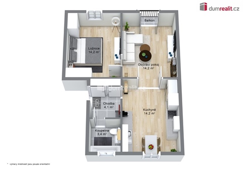 Prodej bytu 2+1, 58 m² - 0