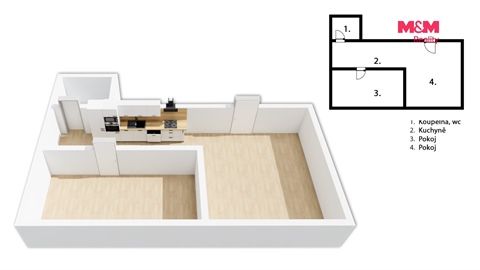 Pronájem bytu 2kk, 50 m² 2