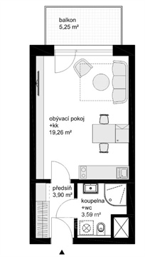Pronájem bytu 1kk, 25 m² - 2