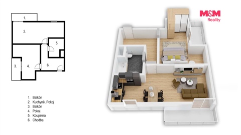 Pronájem bytu 2kk, 51 m² 6