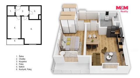 Pronájem bytu 2kk, 54 m² 6