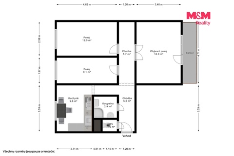 Pronájem bytu 3+1, 63 m² 14
