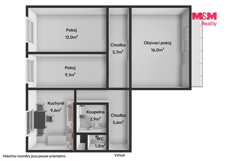 Pronájem bytu 3+1, 63 m² - 14