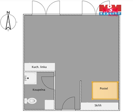 Pronájem bytu 1kk, 34 m² - 6