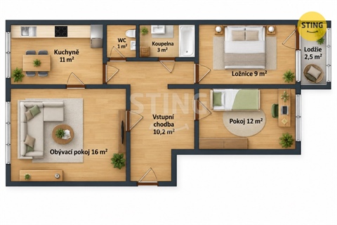 Prodej bytu 3+1, 66 m² 2
