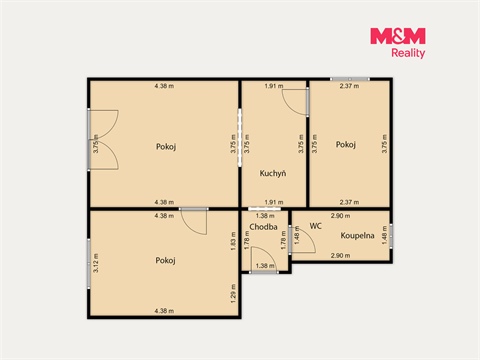 Pronájem bytu 3kk, 55 m² 12